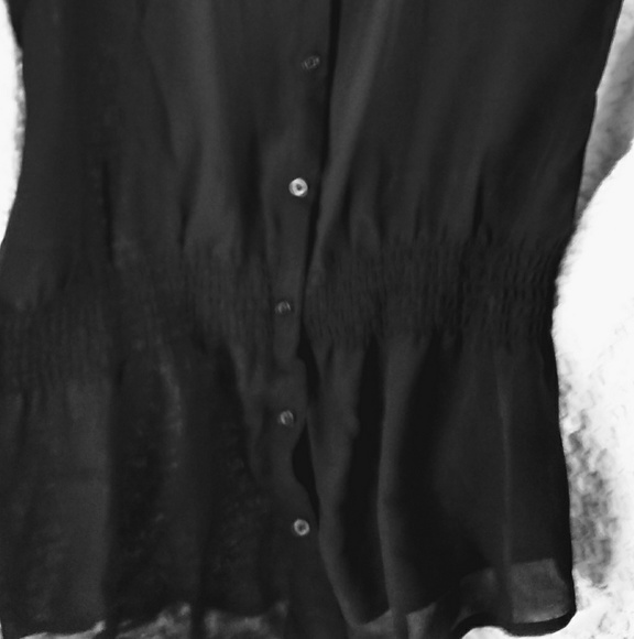 Sz small Black Sheer Button Front Blouse - Picture 8 of 8